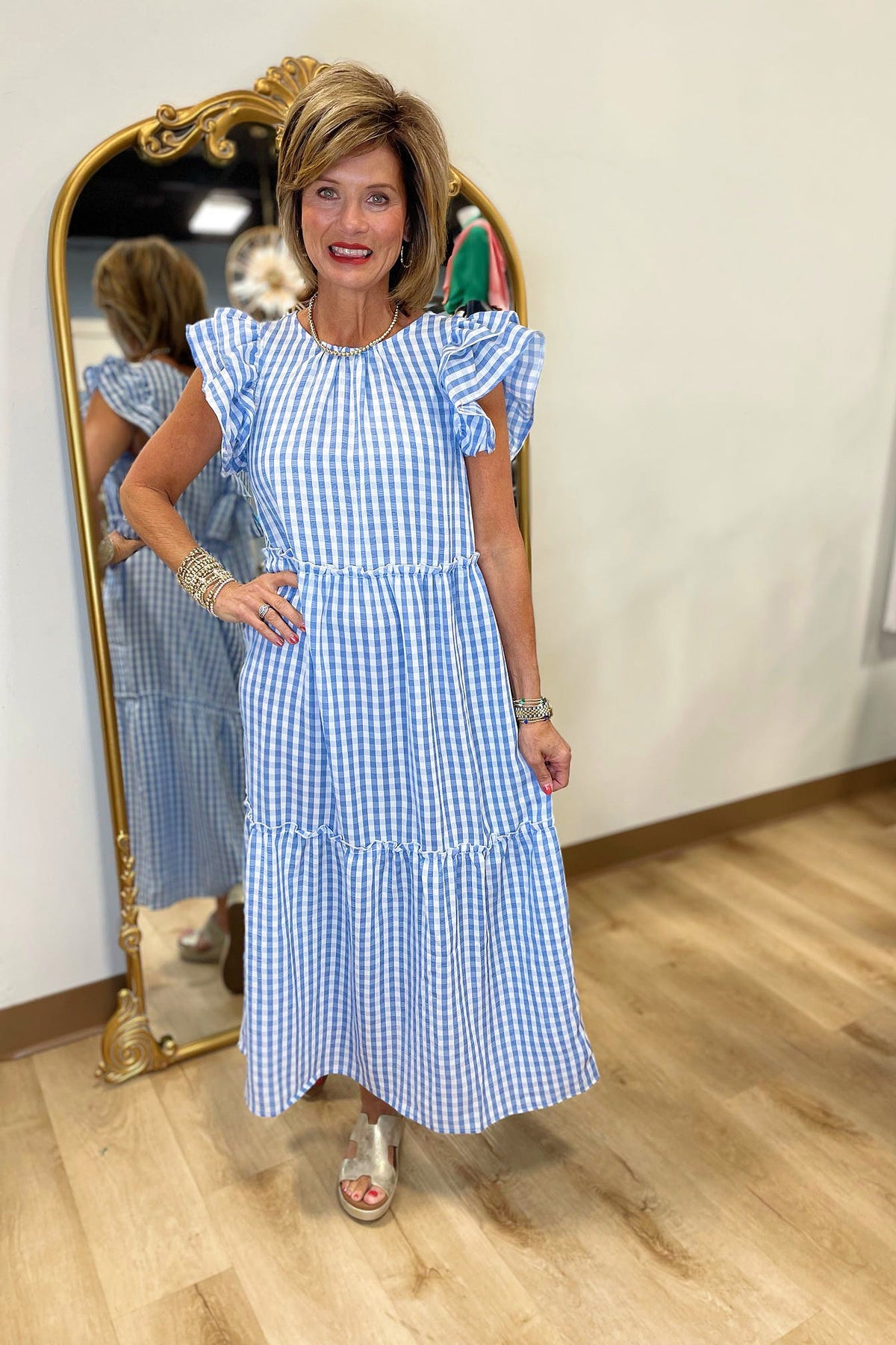 Mud Pie Bardot Maxi Dress Blue