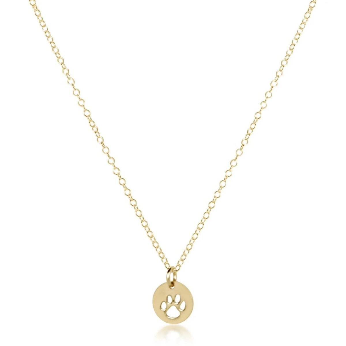 E Newton 16" Necklace Gold Paw Print Gold Disc