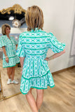 Geometric Greens Dress