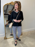 Multiples Banded V Neck Sweater Black