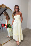 Floral Eyelet Scallop Midi Dress Lemon