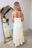 Floral Eyelet Scallop Midi Dress Lemon