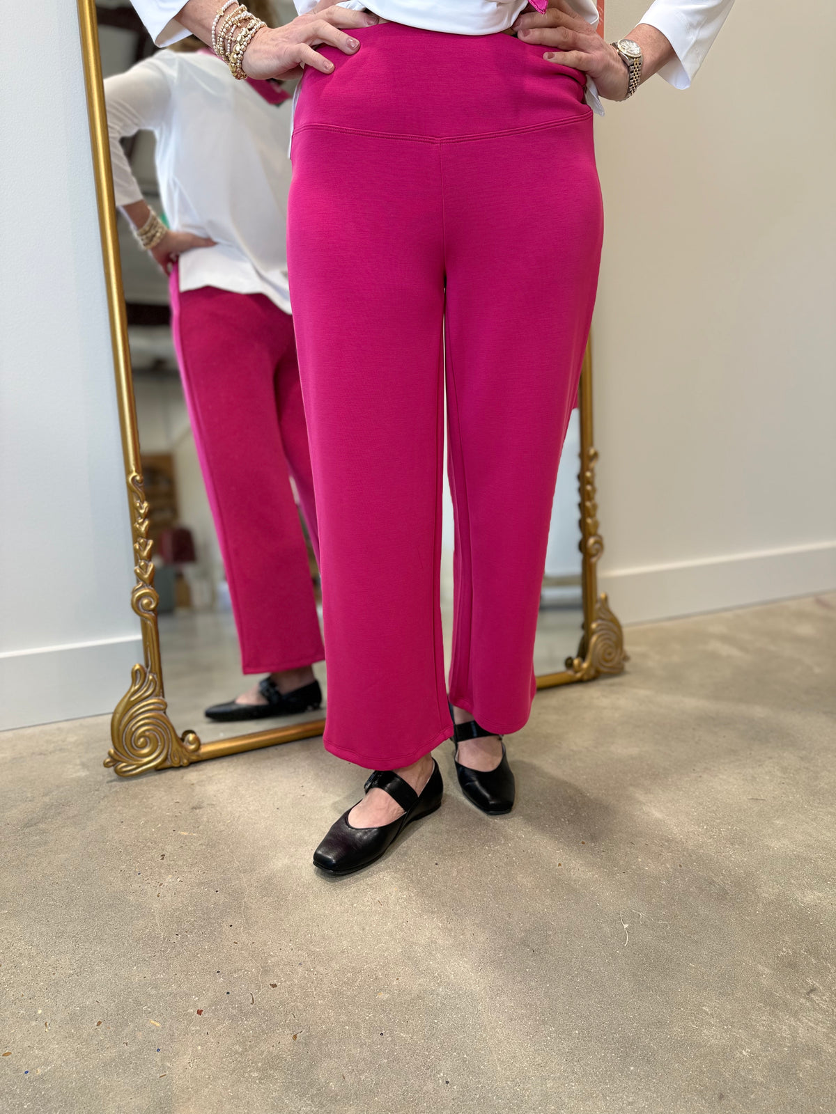 Multiples Wide Leg Crop Pant Pink