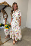 Petal Grove Asymetrical Drop Waist Dress Cream