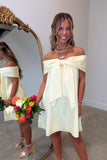 Bow Behavior Off the Shoulder Dress Yellow