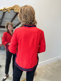Multiples Stand Collar Top RedHot