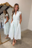 Stella Embroidered Zip Front Midi Dress Green