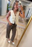 Embroidered Lace Tie-front Vest Cream