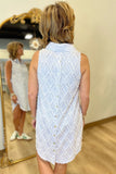 Boho Chic Sleeveless Shirt Dress Blue