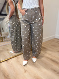 Polka Dot Barrel Jeans Brown