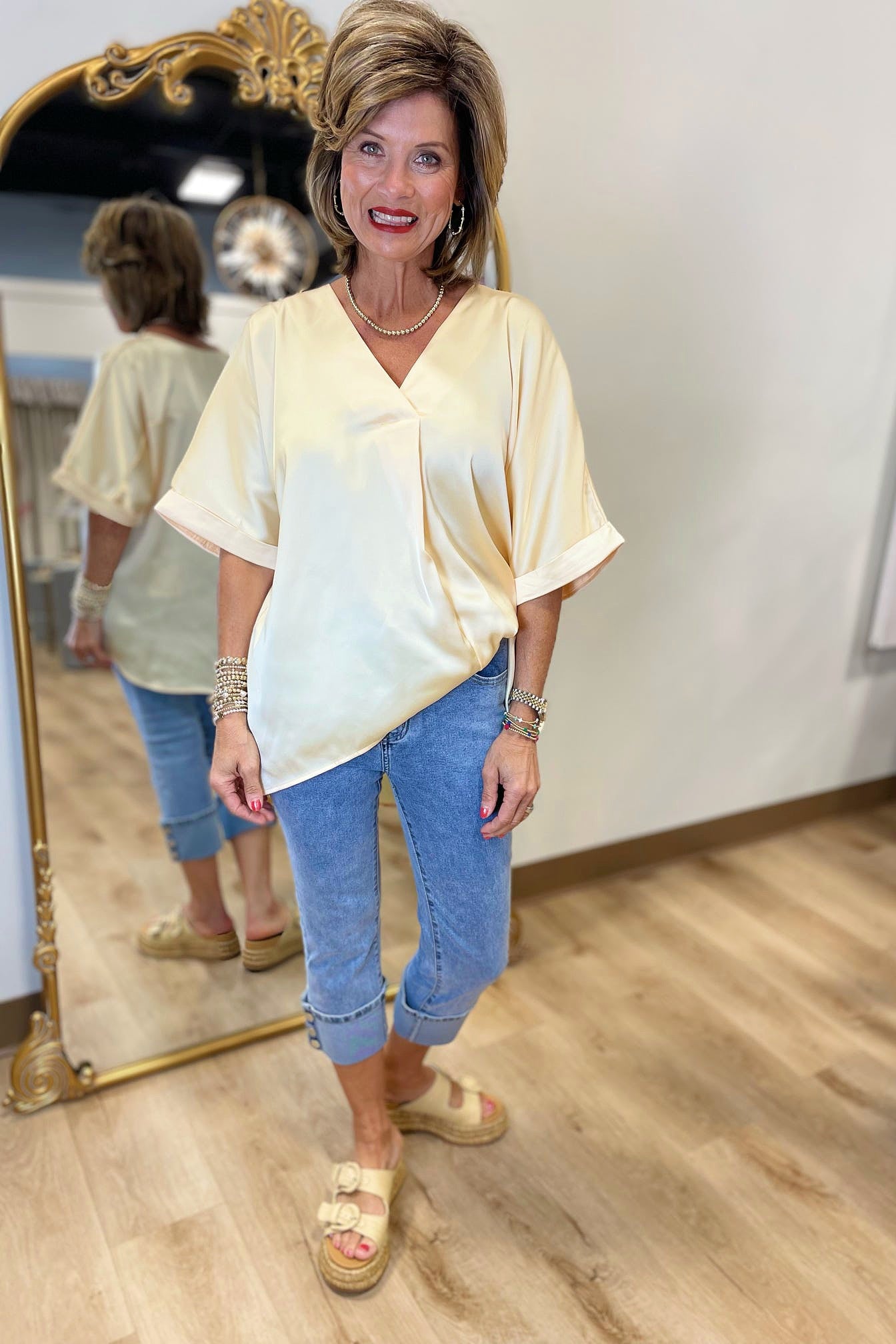 EGGcelent Choice V Neck Blouse Yellow
