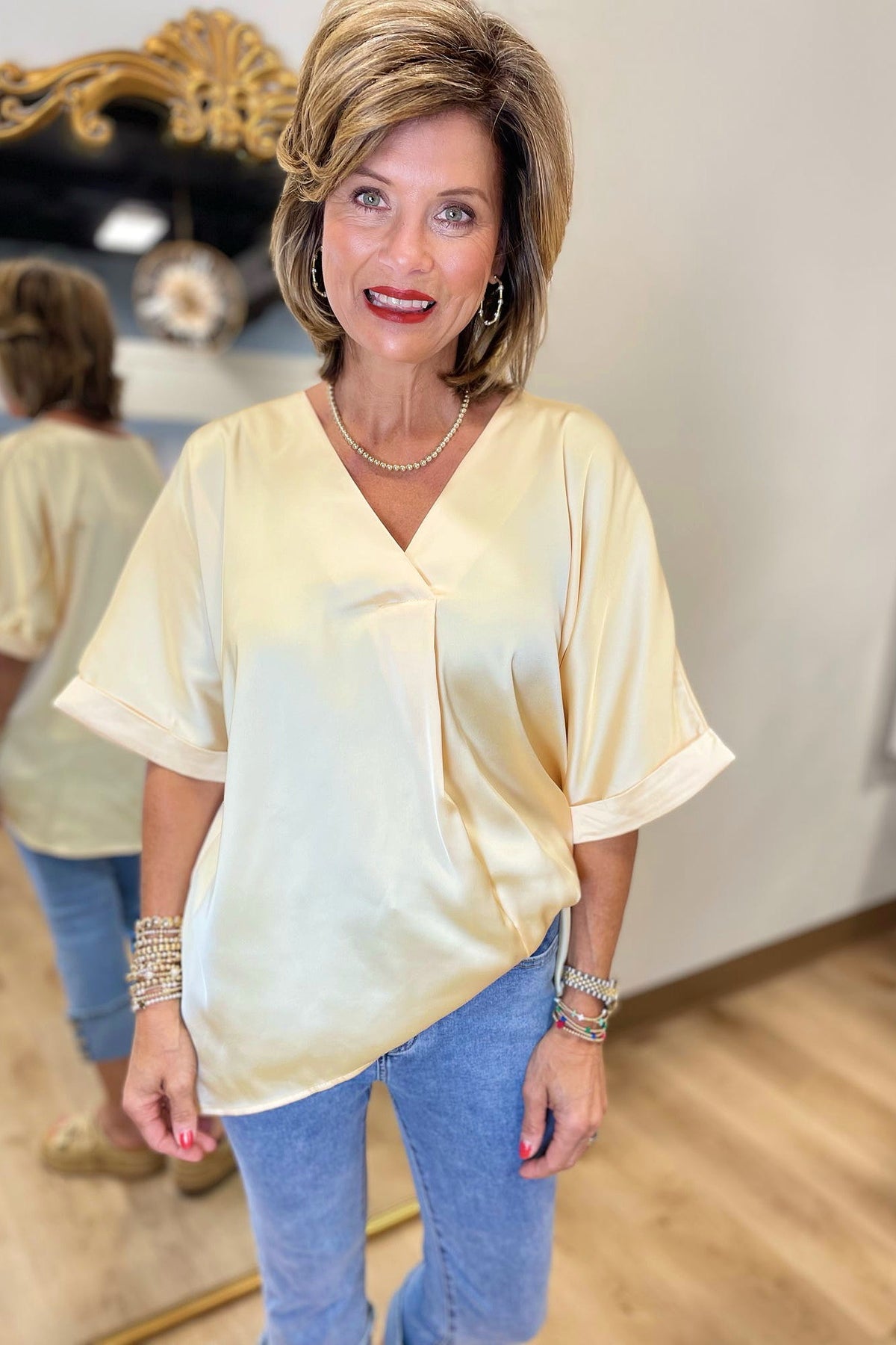 EGGcelent Choice V Neck Blouse Yellow