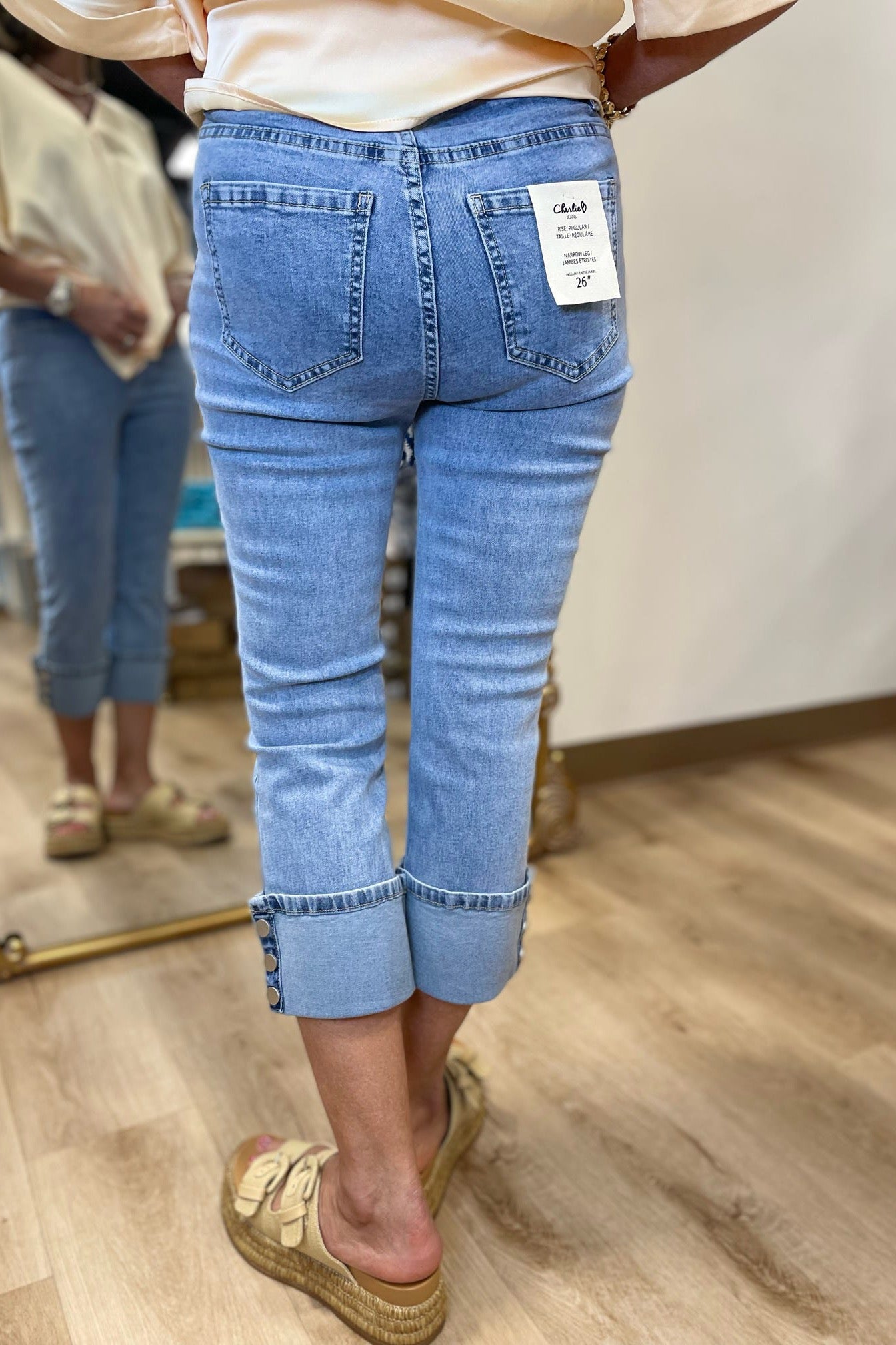 Charlie B Cuff Snap Pant Light Blue