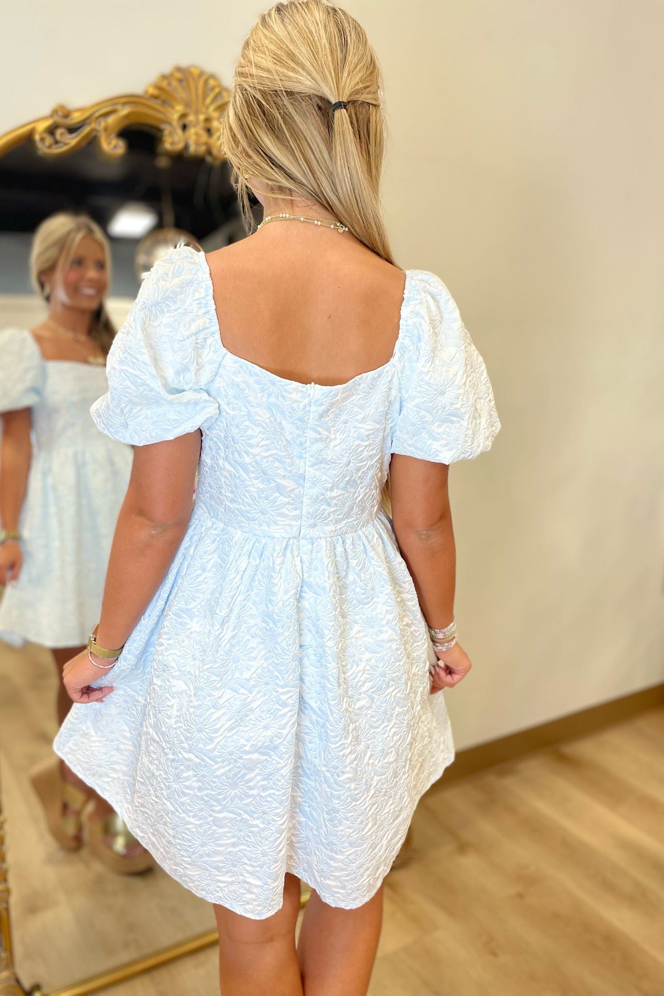 Pretty Petal Baby Doll Dress Blue