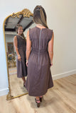 Hattie Smocked Midi Dress Brown