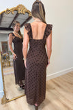 Glamour Dots Elegant Dress Brown