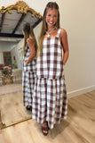 Cocoa Luxe Plaid Maxi Dress