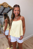 Dinner Downtown Bubble Hem Tank Yellow
