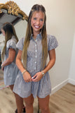 Lila Gingham Bubble Romper Brown