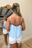 Dinner Downtown Bubble Hem Tank Blue