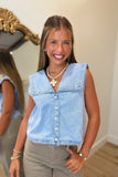 Denim Sailor Collar Top
