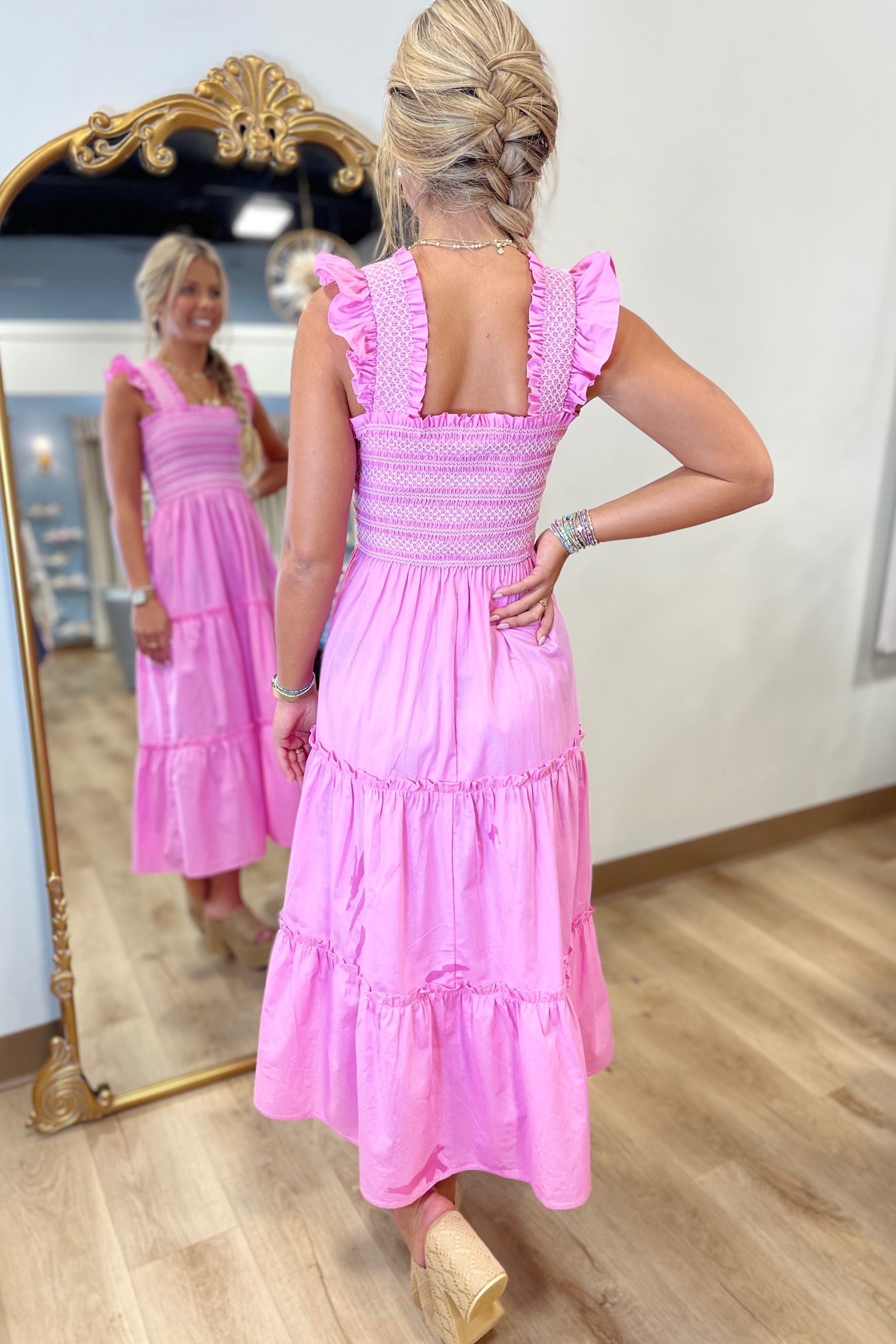 Smocked Perfection Dress Pink