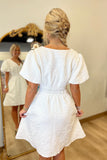 Clean Slate Puff Sleeve Dress White