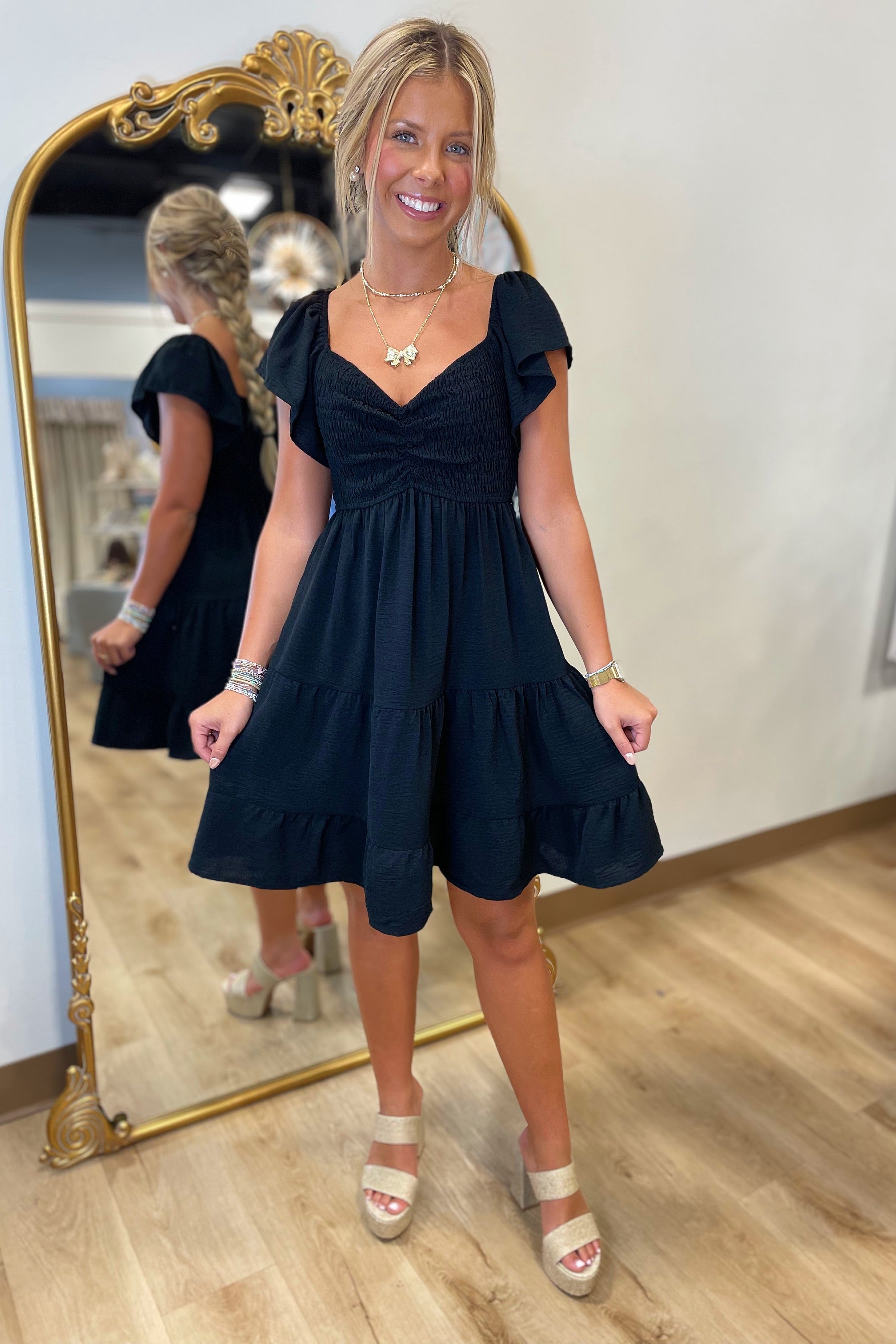 Sweet and Smocked Dress Black Sweet and Smocked Dress Black