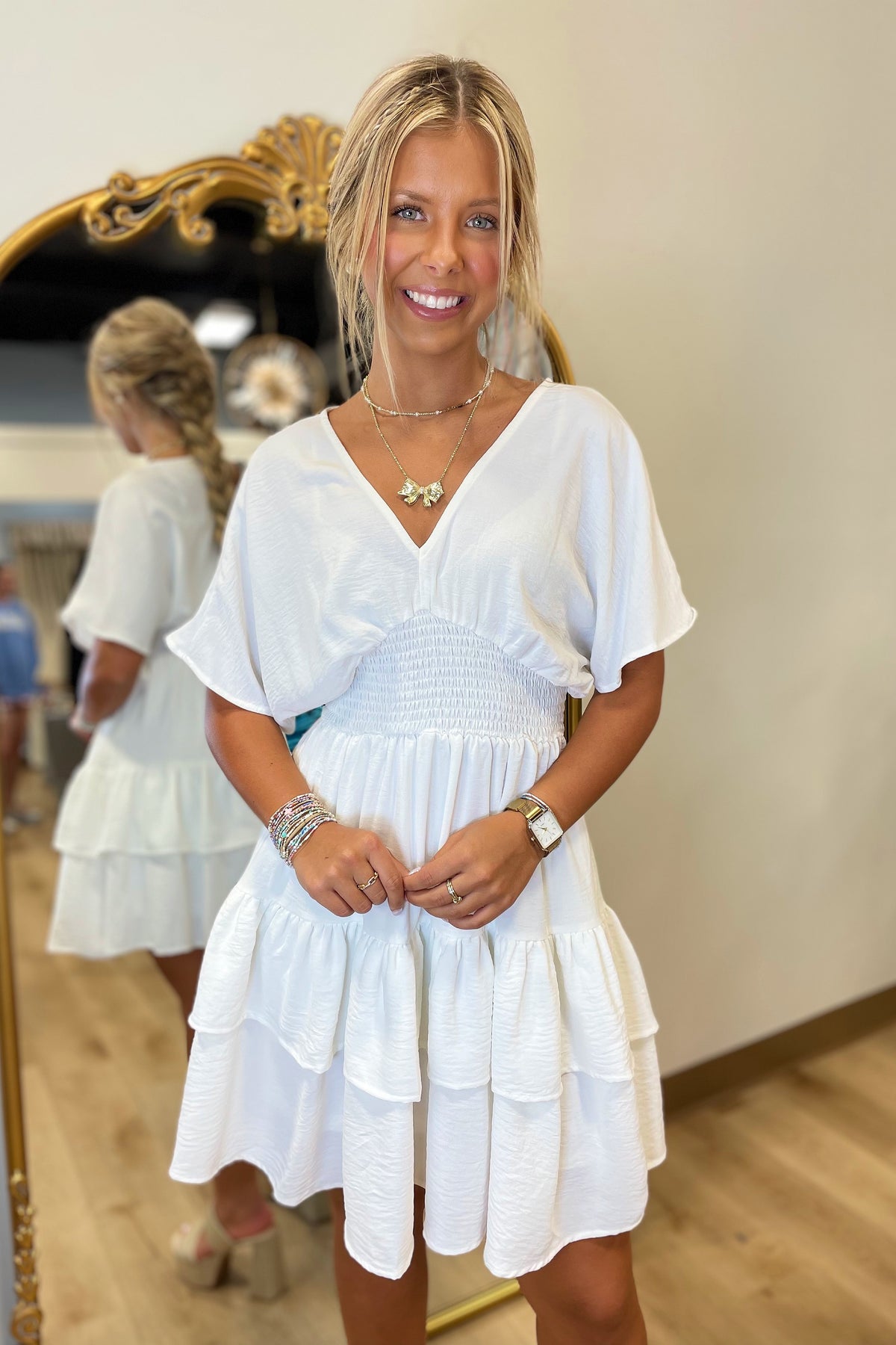 Simply Yours V Neck Dress White