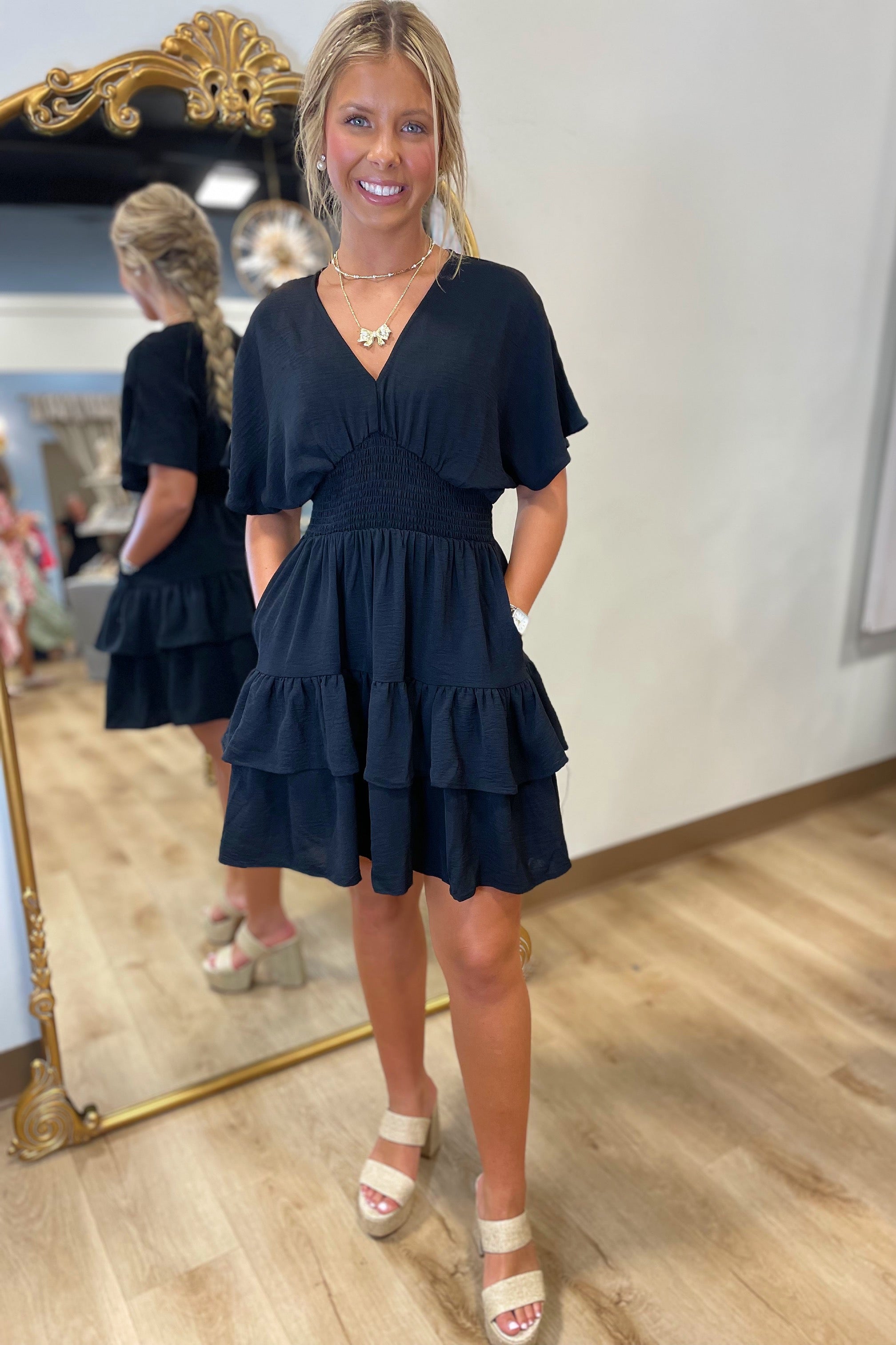 Simply Yours V Neck Dress Black