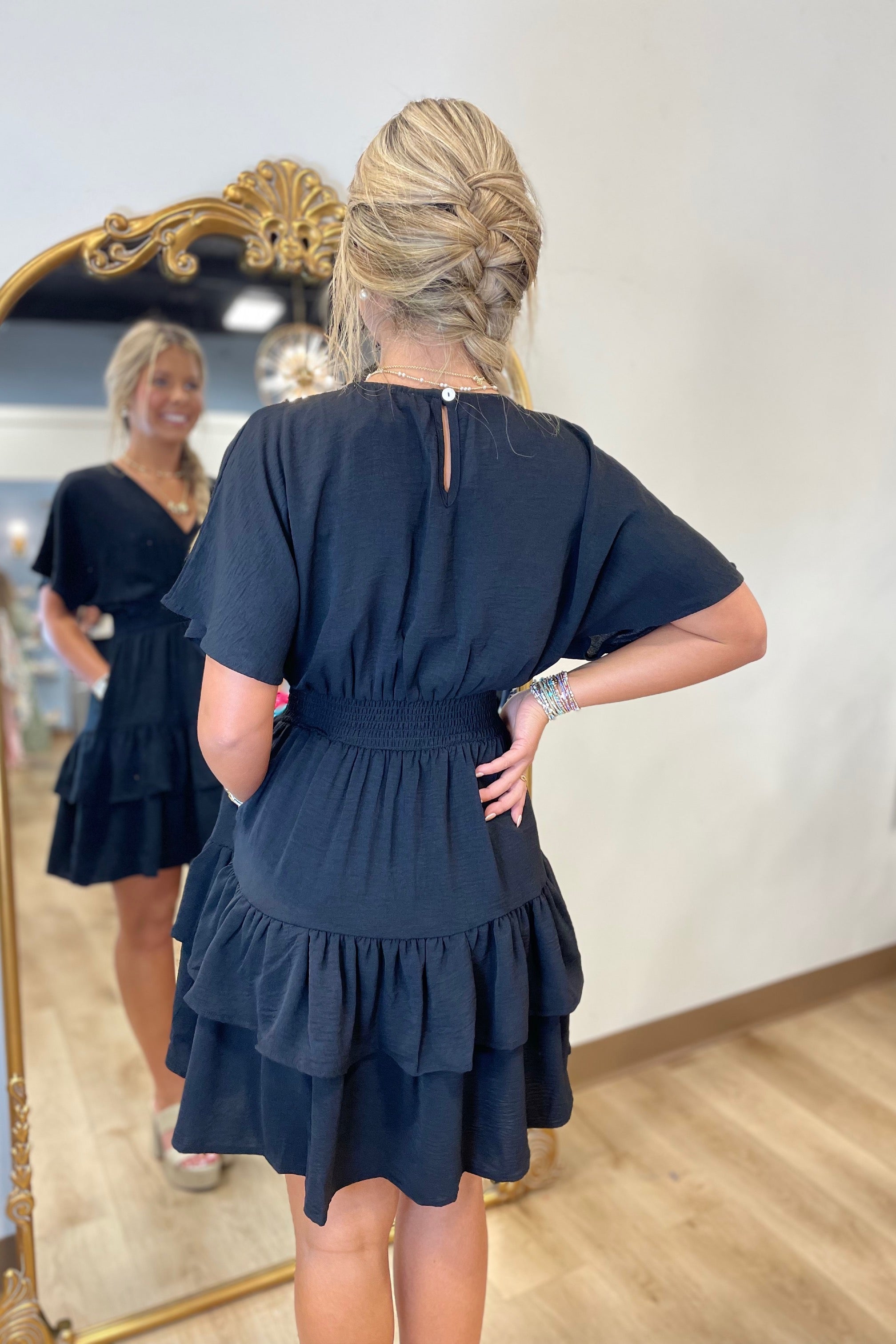 Simply Yours V Neck Dress Black