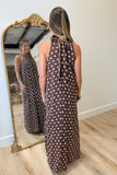 Chloe Polka Dot Halter Dress Brown