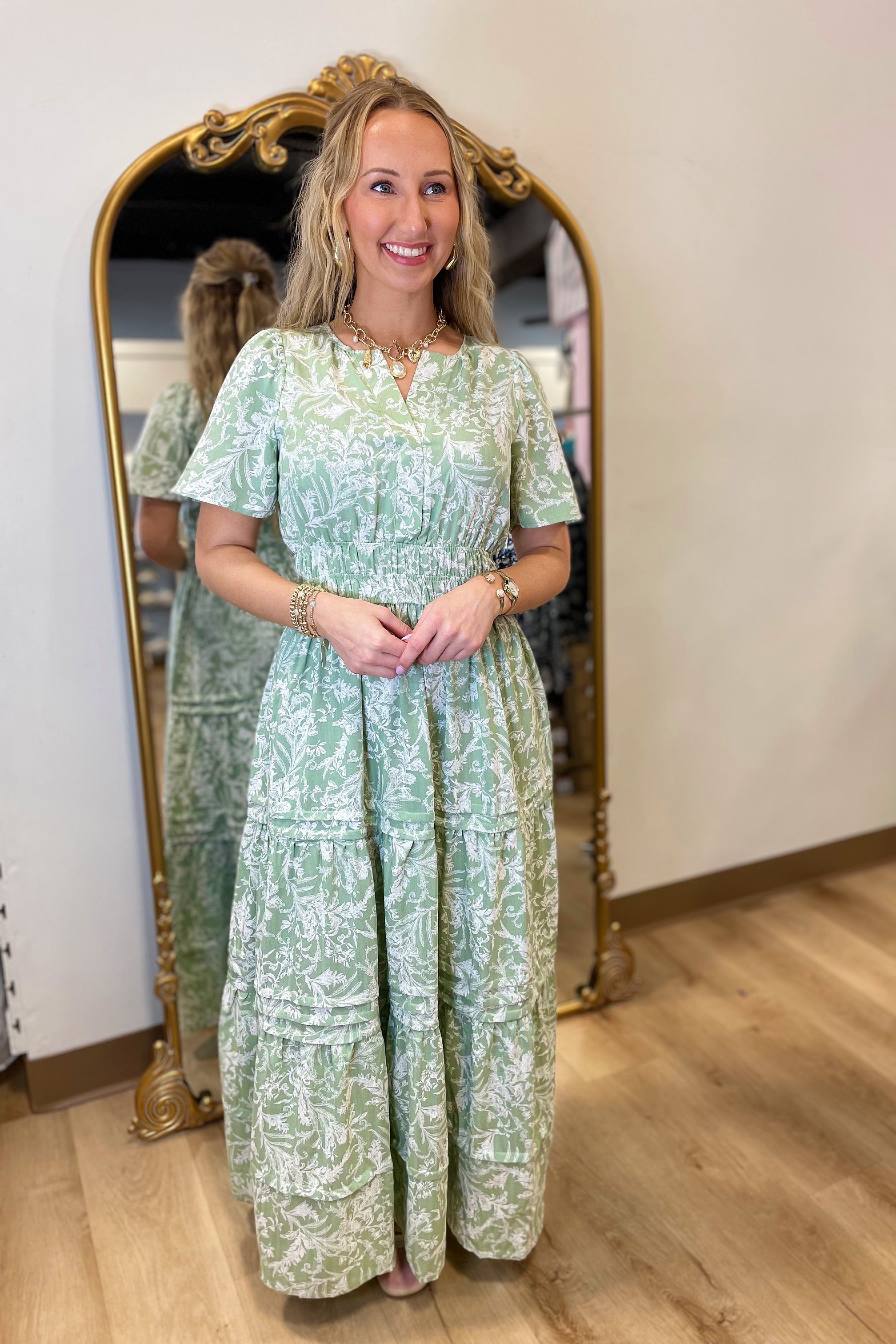 Ivy Elastic Waist Maxi Dress Sage