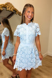 Delicate Floral Lace Dress Blue