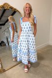 Pattern Perfection Floral Midi Dress Blue