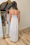Natural Striped Smocked Maxi Dress