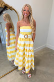 Sunburst Belted Strapless Dress