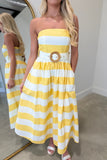 Sunburst Belted Strapless Dress