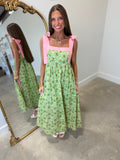 Garden Darling Shoulder Tie Dress Green