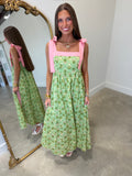 Garden Darling Shoulder Tie Dress Green