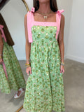 Garden Darling Shoulder Tie Dress Green