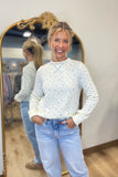 Floral Thermal Knit Top Blue
