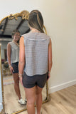 Plaid Sailor Collared Sleeveless Top Brown