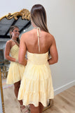 Halter Haven Gingham Dress Yellow