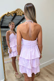 Halter Haven Gingham Dress Lilac
