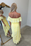 Hi Low Smocked Off the Shoulder Dress Yellow