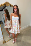 Mixed Floral Print Sleeveless Mini Dress