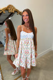 Mixed Floral Print Sleeveless Mini Dress