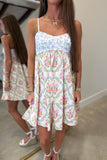 Mixed Floral Print Sleeveless Mini Dress