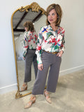 APNY Ponte Cropped Wide Leg Pant Pebble